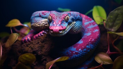 Amethystine Python snake neon Color AI Generated pictures