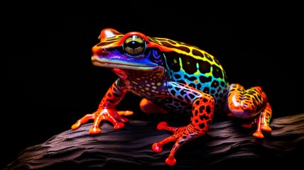 African Tree Toad animal neon Color illustration AI Generated pictures