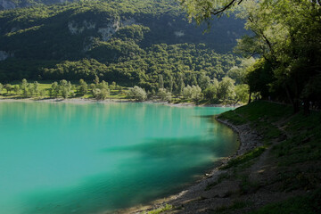 View of Lake Tenno, Trentino Alto Adige, Italy.