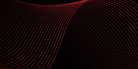 Abstract background with waves for banner. Medium banner size. Vector background with lines. Element for design isolated on black. Black and red. Valentine's Day