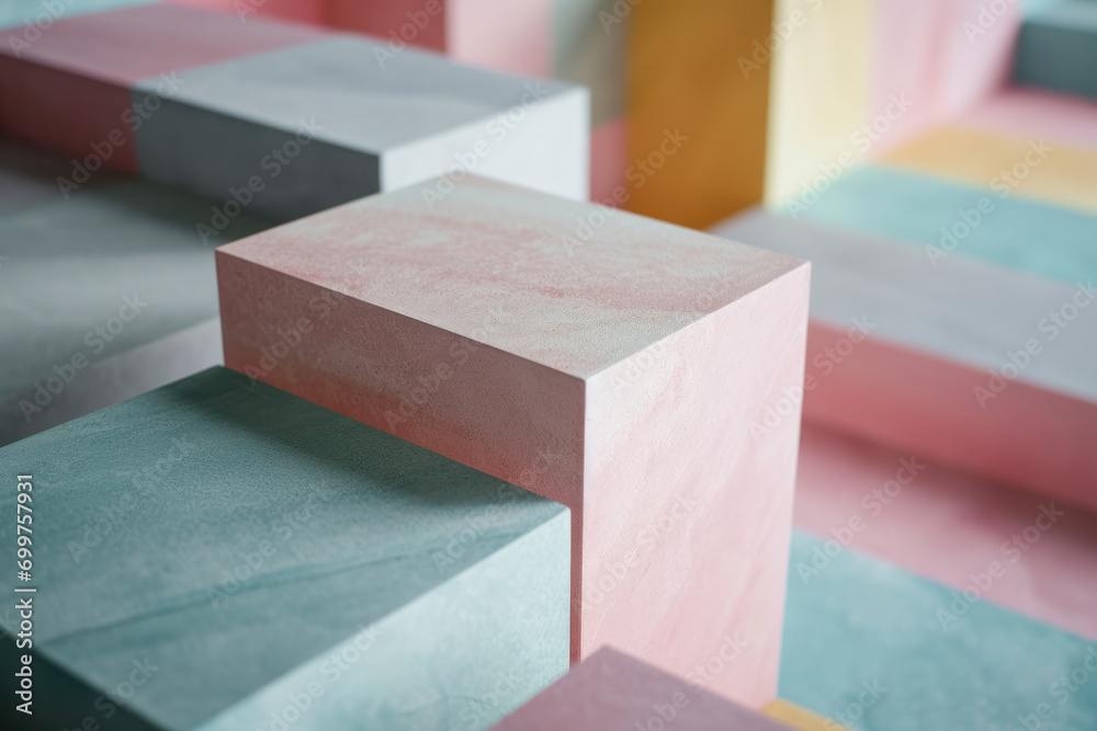 Fototapete geometric patterns in pastels, an abstract background showcasing soft and harmonious geometric patte