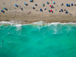Sunny Isles and Hollywood beach in Florida taken with a Drone, Aerial views of coastlines and...