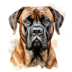 watercolor Bullmastiff clipart, Generative Ai