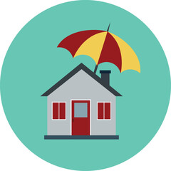 house under umbrella. real estate icons png. home symbol png. house icon vector png. landed property, landholdings, plot, apartment, land and buildings icon and logo design.