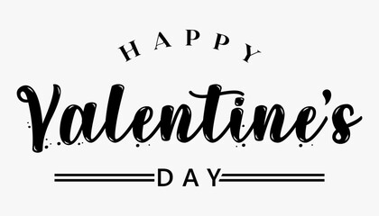Happy Valentine's day text lettering typography poster background Vector illustration. - obrazy, fototapety, plakaty