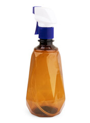 Dispenser cosmetic bottle on stones on white background with back light, panoramic shot