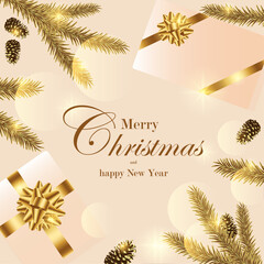 Happy New Year and Christmas greeting card