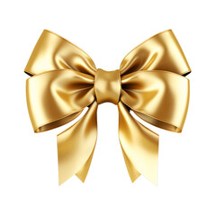 Soft golden bow isolated on transparent background cutout clipart PNG