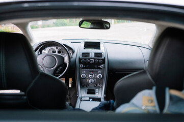 Interior of a sports car.