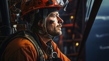 Portrait of a mining engineer inside the mine. Portrait of a miner