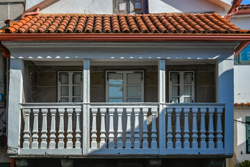 Beautiful balcony of a typical house in Combarro, Pontevedra province, Galicia, Spain