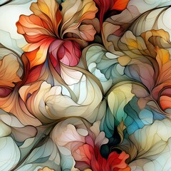 Seamless flowers  patterns. Painted flowers background. Watercolor textured abstract floral texture