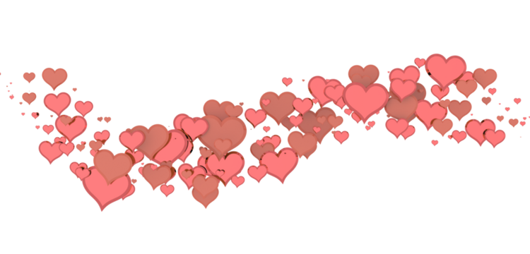 Falling love heart confetti 3d illustration