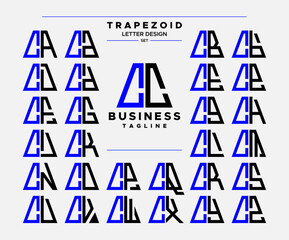 Modern line abstract trapezoid letter C CC logo design set - obrazy, fototapety, plakaty