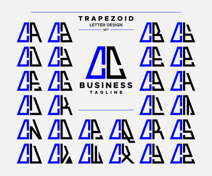 Modern line abstract trapezoid letter C CC logo design set