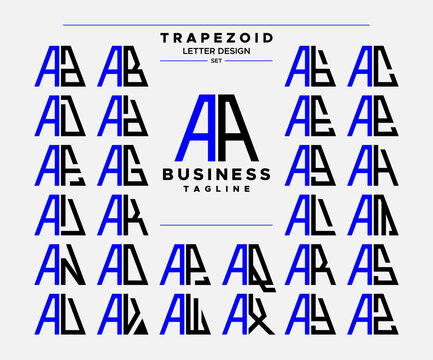 Modern line abstract trapezoid letter A AA logo design set