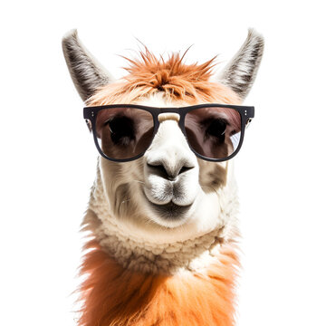 recommend clip art: Stylishly Accessorized Llama, Anthropomorphic Beast, Isolated on Transparent Background, PNG