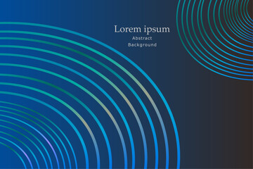 Abstract futuristic technology lines on dark blue background. Shiny curve lines pattern. Glowing turquoise and colorful circle lines. Suit for cover, header, business, website