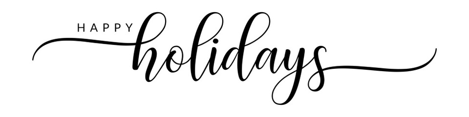 Happy holidays – Calligraphy brush text banner with transparent background.