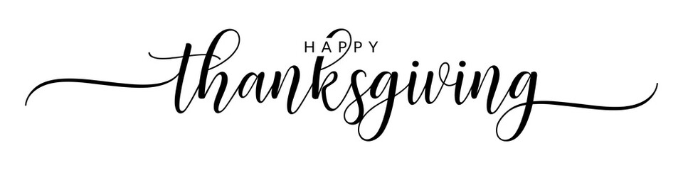 Happy thanksgiving – Calligraphy brush text banner with transparent background.
