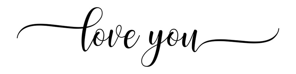 Fototapeta na wymiar Love you – Calligraphy brush text banner with transparent background.