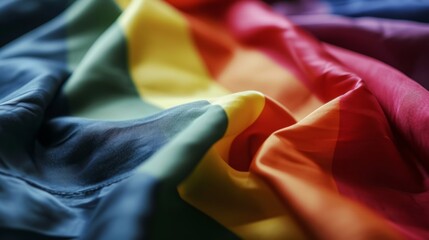 LGBT flag. Beautifully folded textile flag. Freedom of love and diversity
