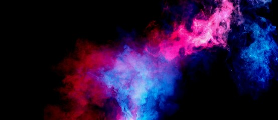 blue and red smoke abstract on black background 