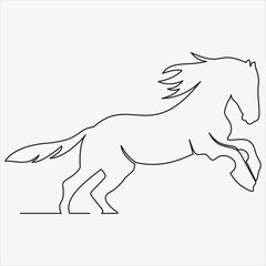 Continuous line hand drawing vector illustration horse art 