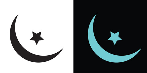 Obraz premium moon in star icon. vector