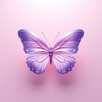 A delicate purple butterfly with detailed wings, centered on a gentle pink backdrop, symbolizing grace and nature