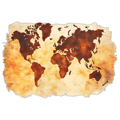 World map isolated on transparent or white background, png
