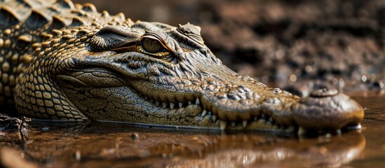 Obraz premium A Kruger National Park close-up of a Nile Crocodile.