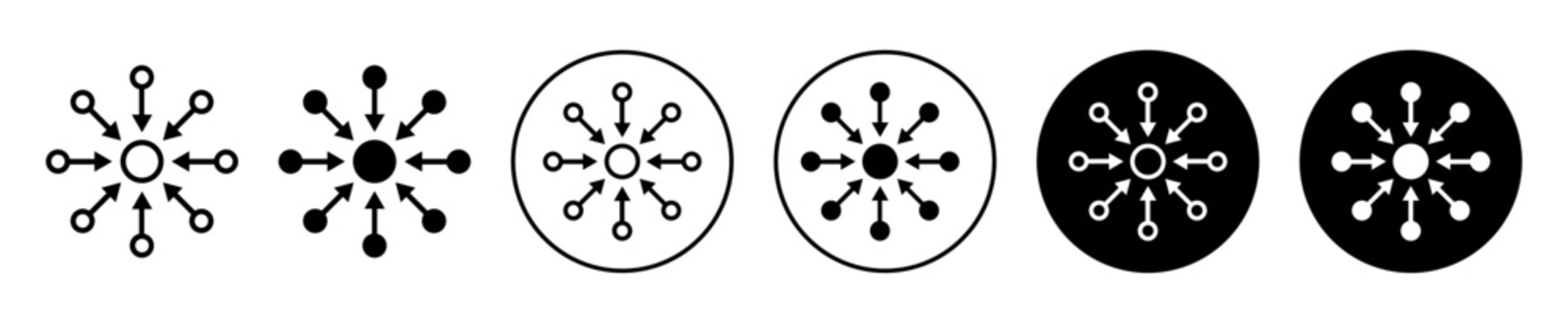 Centralized network connection center icon line logo set collection outline