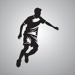 Fototapeta na wymiar sports player football soccer playing vector logo style iconic symbol illustration silhouette
