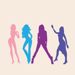 Silhouette of modern model actor Flat vector stock illustration. Young people concept for Modern illustration