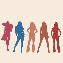 Silhouette of modern model actor Flat vector stock illustration. Young people concept for Modern illustration