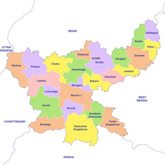 Jharkhand map vector illustration on white background