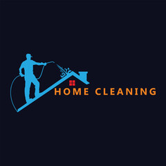 home roof cleaning logo design vector