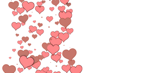 Falling red and pink hearts isolated on transparent background. Valentine’s day design.