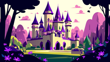 Whimsical fairy tale castle vektor icon illustation