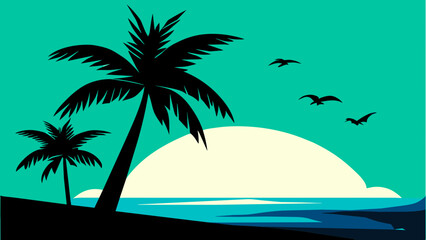 Fototapeta na wymiar Stylized palm tree vektor icon illustation