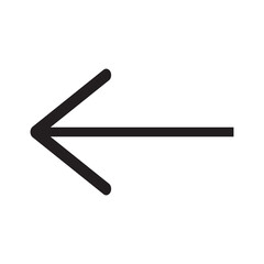 Directional long left Arrow Vector illustration, long arrow pointing to the left line art icon isolated on white background. arrow outline symbol in a simple flat trendy modern style for your website