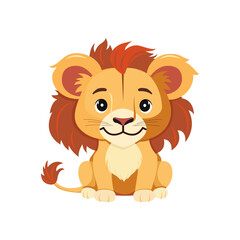 Obraz premium A picture of a little cartoon lion, vector illustration