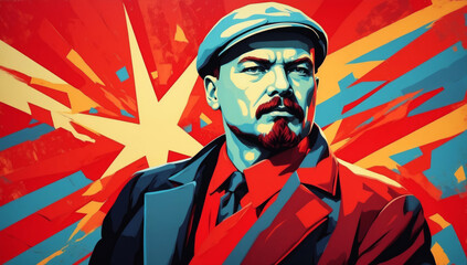 A portrait of Vladimir Ilyich Lenin.