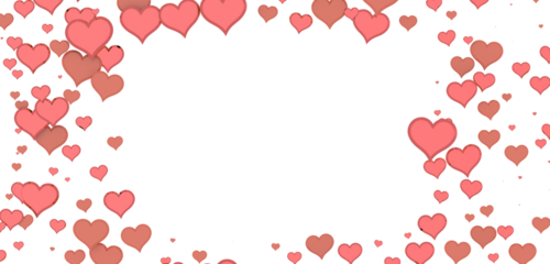 Falling red and pink hearts isolated on transparent background. Valentine’s day design.