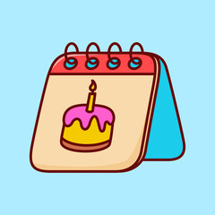 Vector cute Birthday Calendar illustration cartoon doodle flat colorful line art vector design isolated object icon