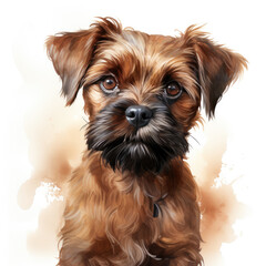 watercolor Brussels Griffon clipart, Generative Ai