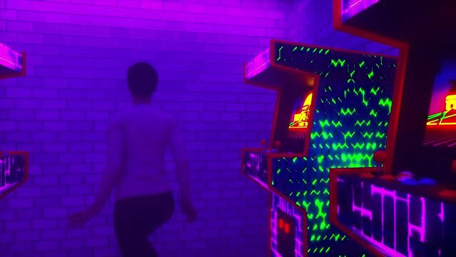 fun in the arcade (3d rendering)