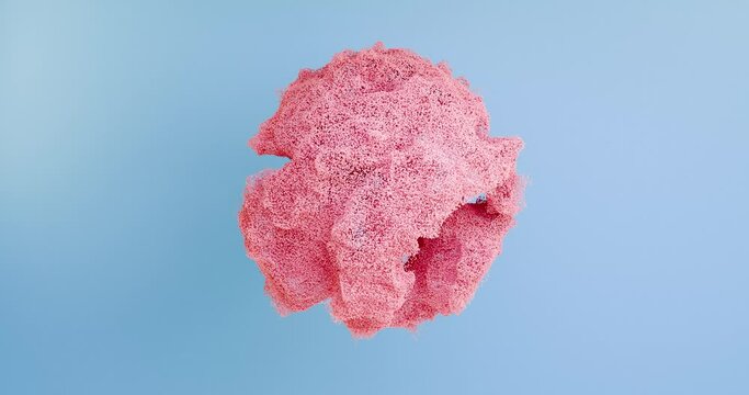 3d abstract animation of an undulating sphere consisting of particles. The concept of abrasive effect, cleansing