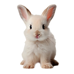 Obraz premium Adorable white bunny on transparent background, PNG.